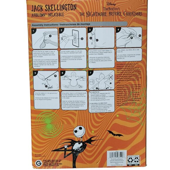 Disney Jack Skellington & Oogie Bogie Airblown 5ft Tall Inflatable Lights Up - Picture 2 of 2